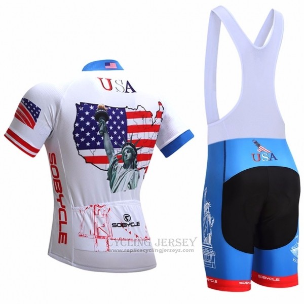 2018 Cycling Jersey USA White Short Sleeve and Bib Short